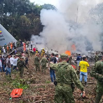 Dozens killed in military plane crash in Colombia