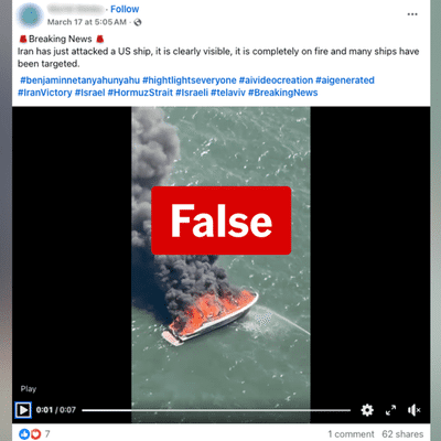Australian boat fire clip misappropriated for Iran disinformation