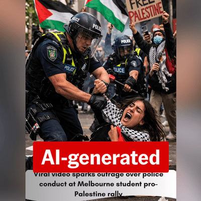 Palestine protest scuffle image an AI fabrication