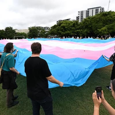 Impossible to ignore: joy as largest trans flag unfurls