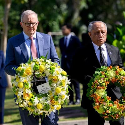 Albanese honours fallen soldiers ahead of Brunei talks