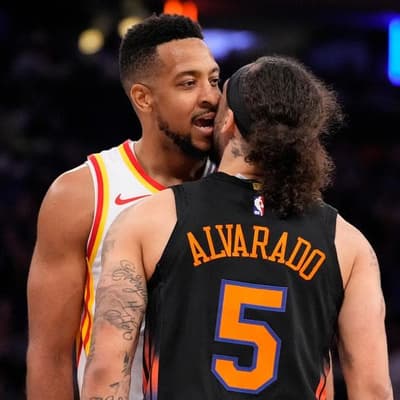 Hawks swoop late for unlikely playoff win in New York