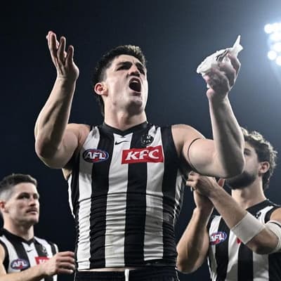 Magpie Maynard in hot water after nudge on umpire