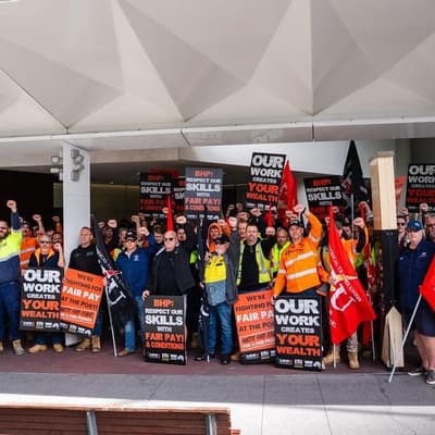 BHP port workers take action in historic Pilbara strike