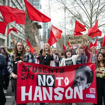 'Hanson not welcome': students skip class for protests