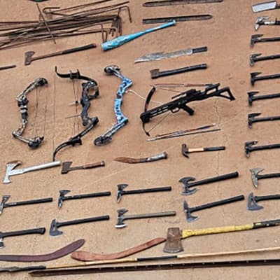 'Appalling' violence: armed group fires arrow at police