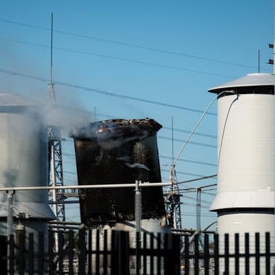 Firies left to watch city substation burn out