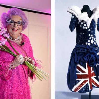 Dame Edna display sparkles with Sydney Opera House gown