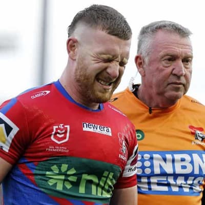 Hastings injures ankle as NRL's Knights belt Bulldogs