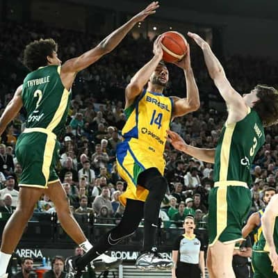Brazil stun Boomers in basketball boilover in Melbourne
